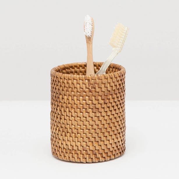 Dalton Brush Holder, Brown Rattan