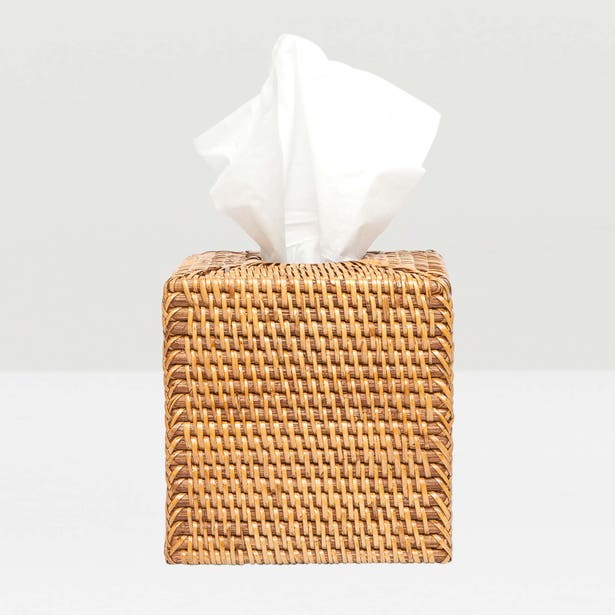 Dalton Square Tissue Box, Brown Rattan