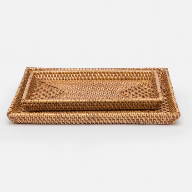 Dalton Trays, Brown Rattan