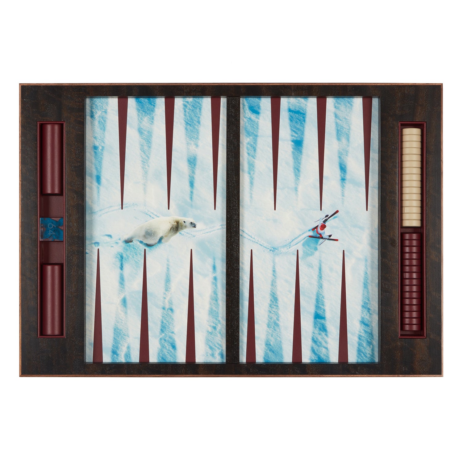 The Winter Chase Tournament Backgammon Set on Leather