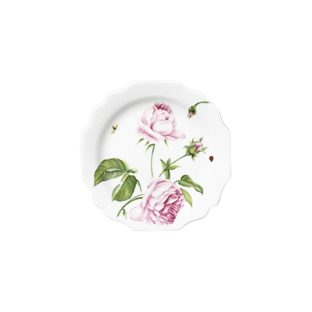 Plein Air Dessert Plate (2 Roses, Leaf, Insects)