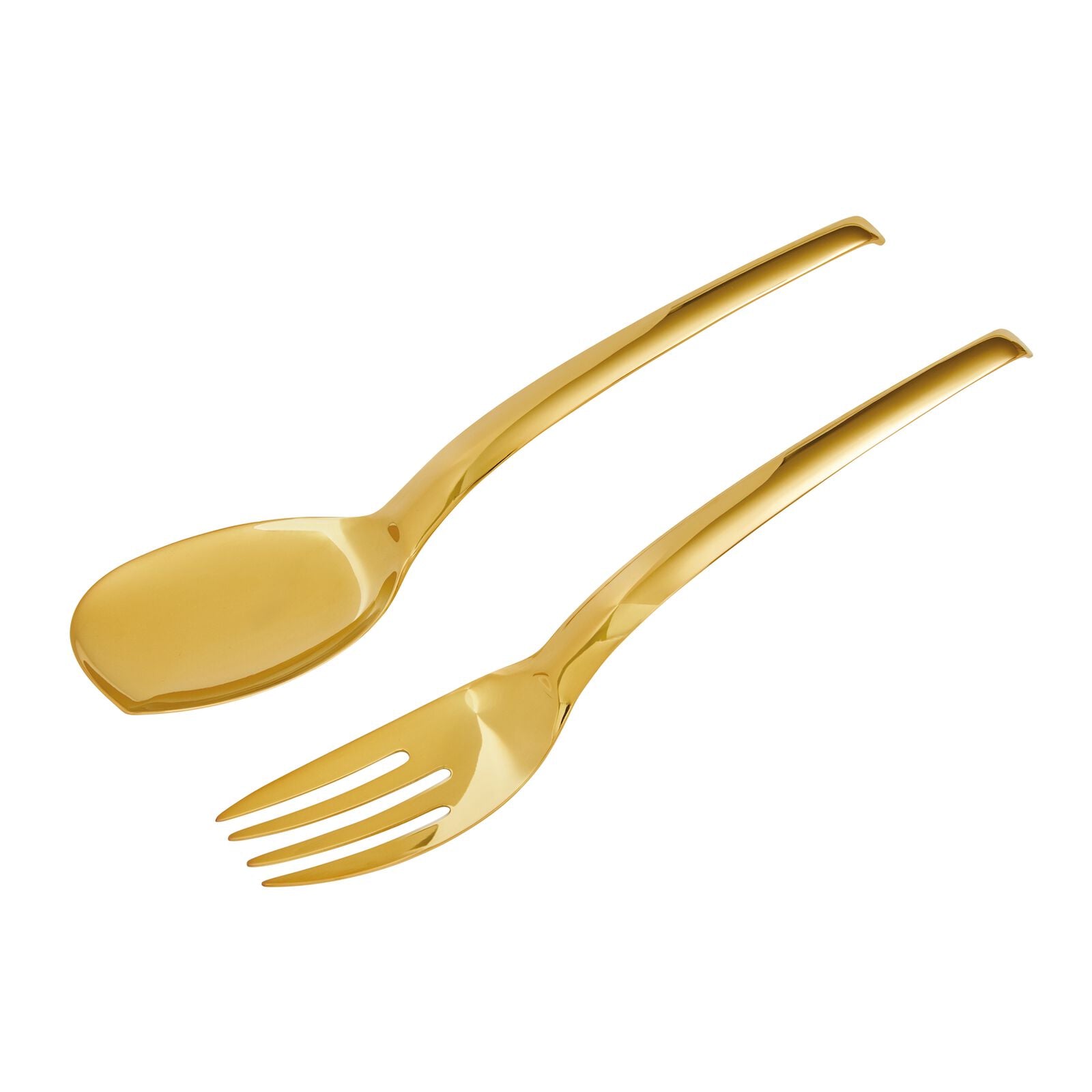 Living Mirror PVD Gold Serving Fork and Spoon Set