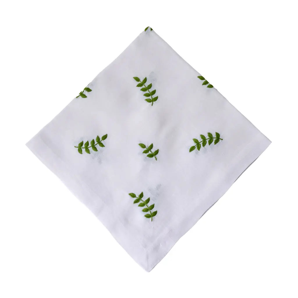Scattered Fern Embroidered Napkin (Set of 4)