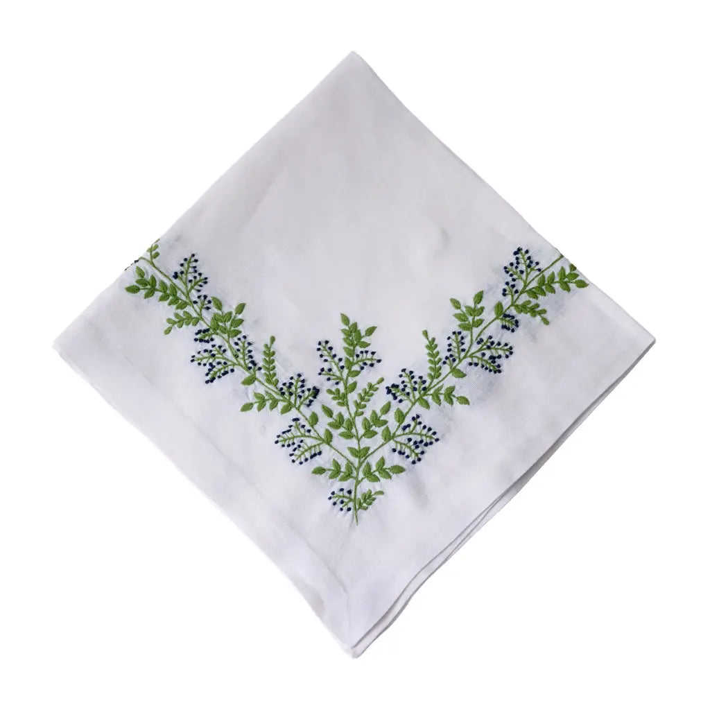 Wild Berry Navy Vine Embroidered Napkin (Set of 4)