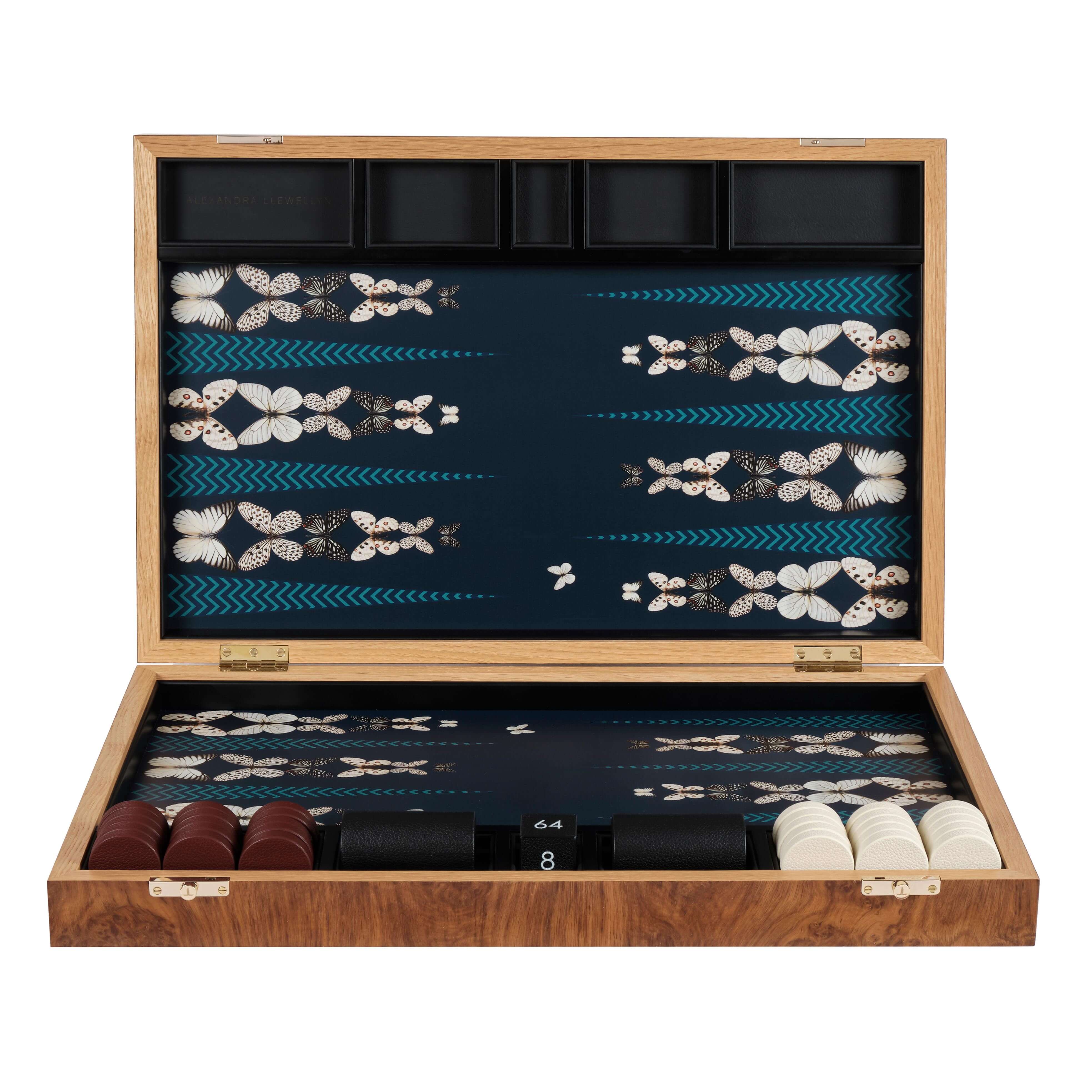 Black & White Butterfly Backgammon Set