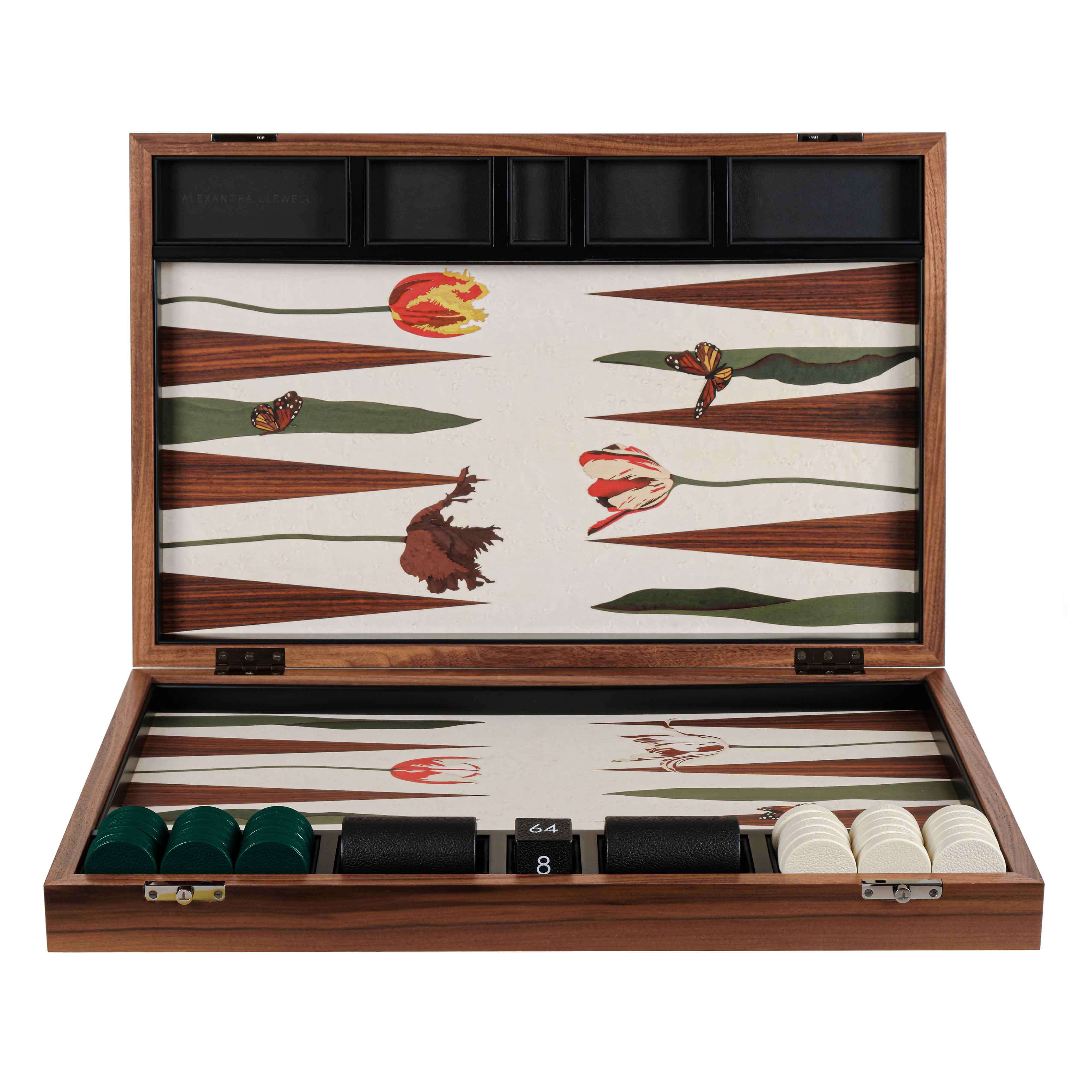 Tulip Tournament Backgammon Set on Leather