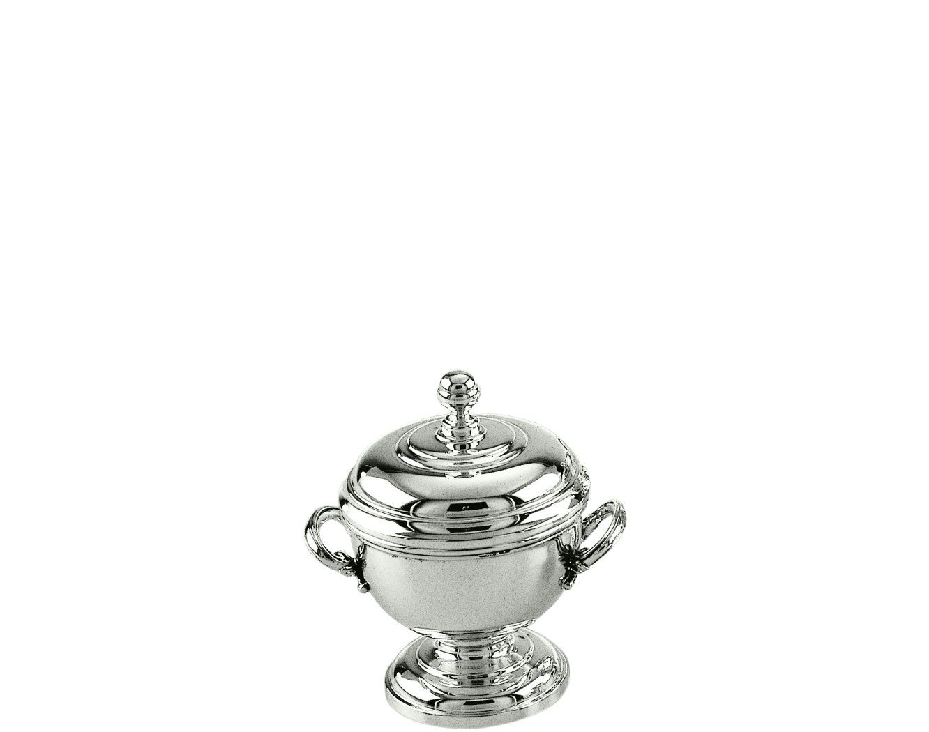 Inglese Silver Plate Round Sugar Bowl with Lid and Handles