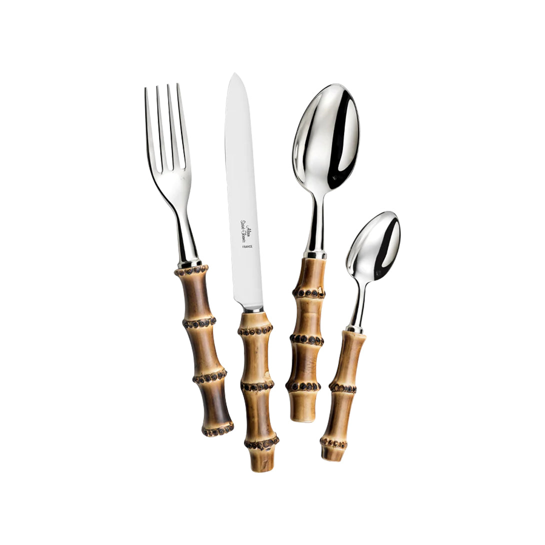 Bamboo and Stainless Steel Flatware, 5 PPS