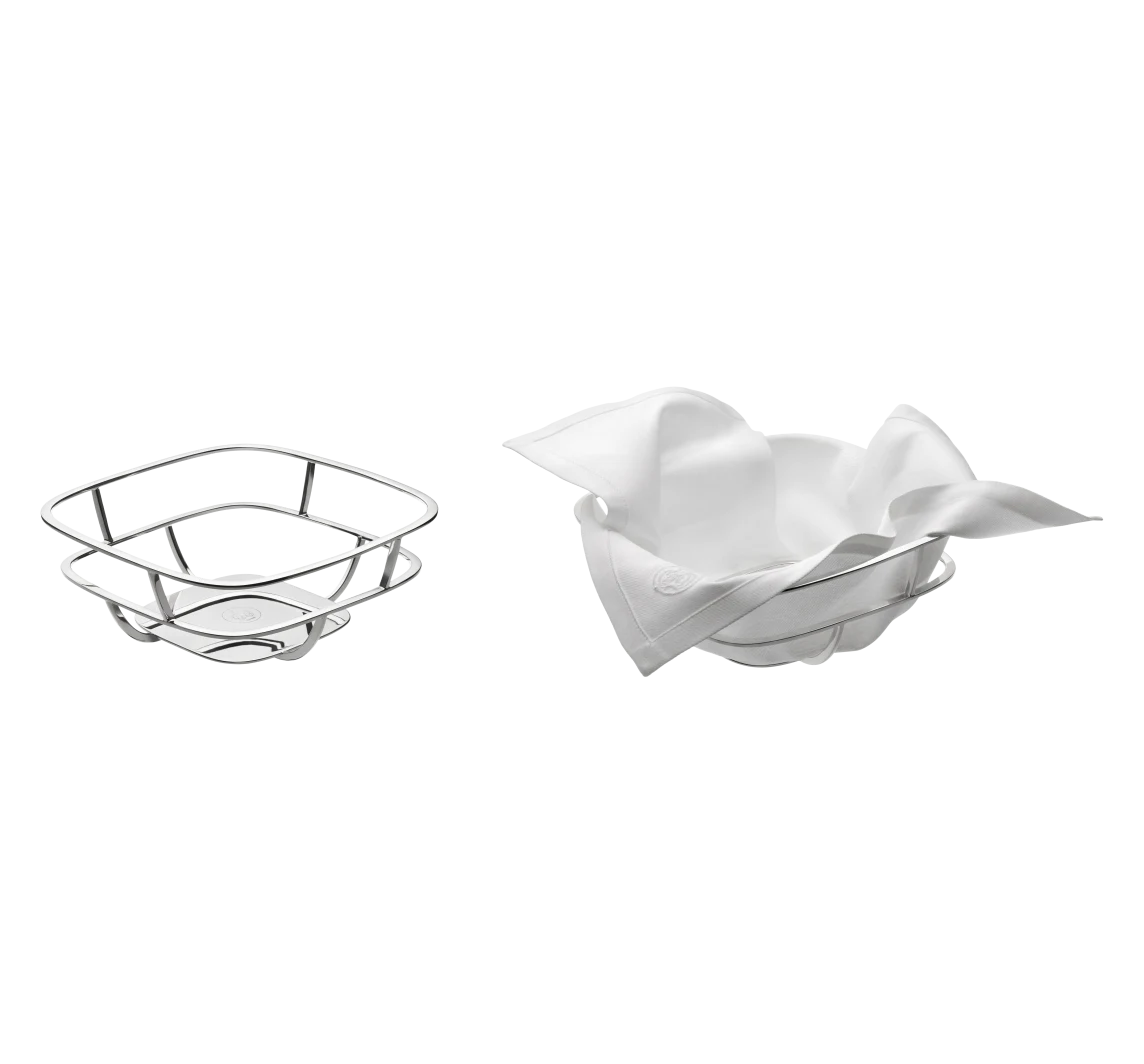 Silver TIme Bread Basket (Silver Plated) with Napkins