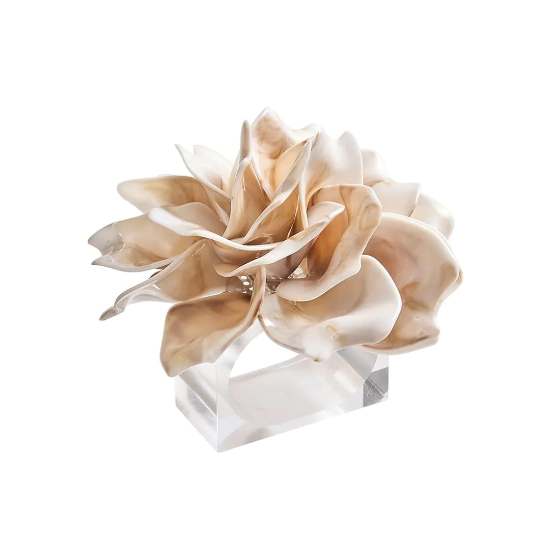 Dahlia Napkin Ring in Ivory (Set of 4)
