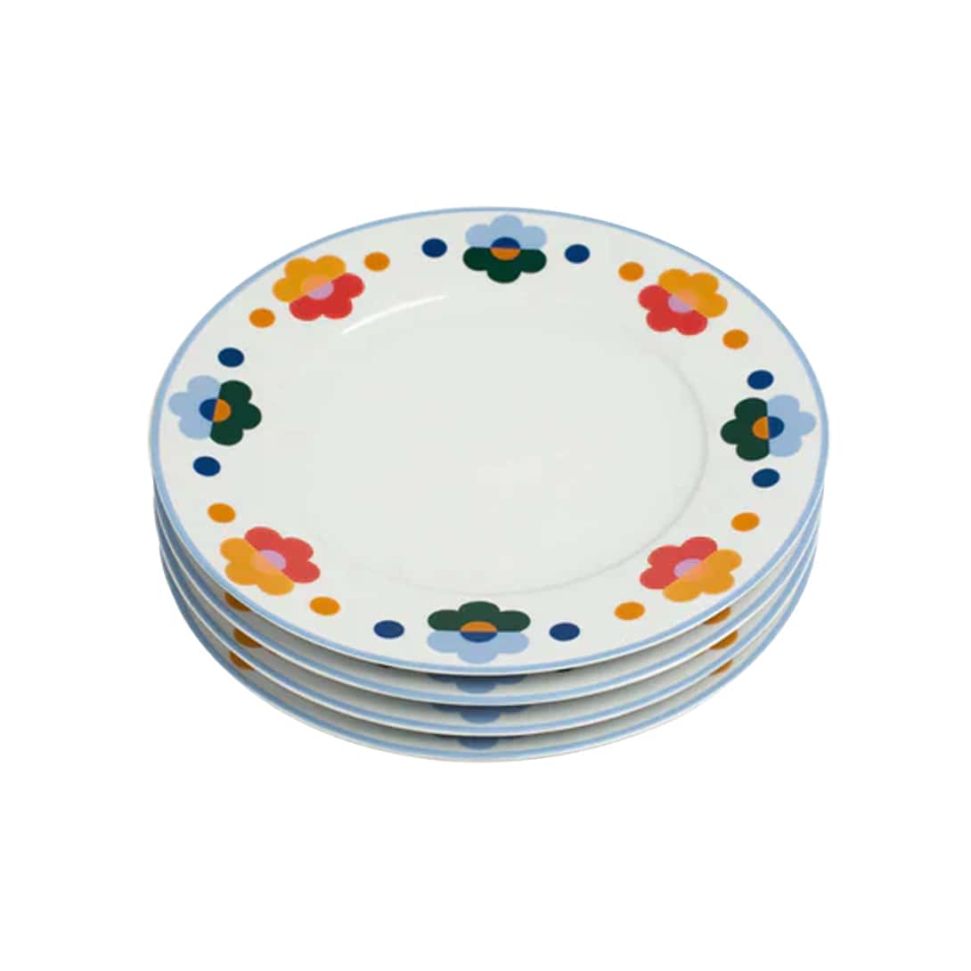 Floral Dinner Plates, (Set of 4)