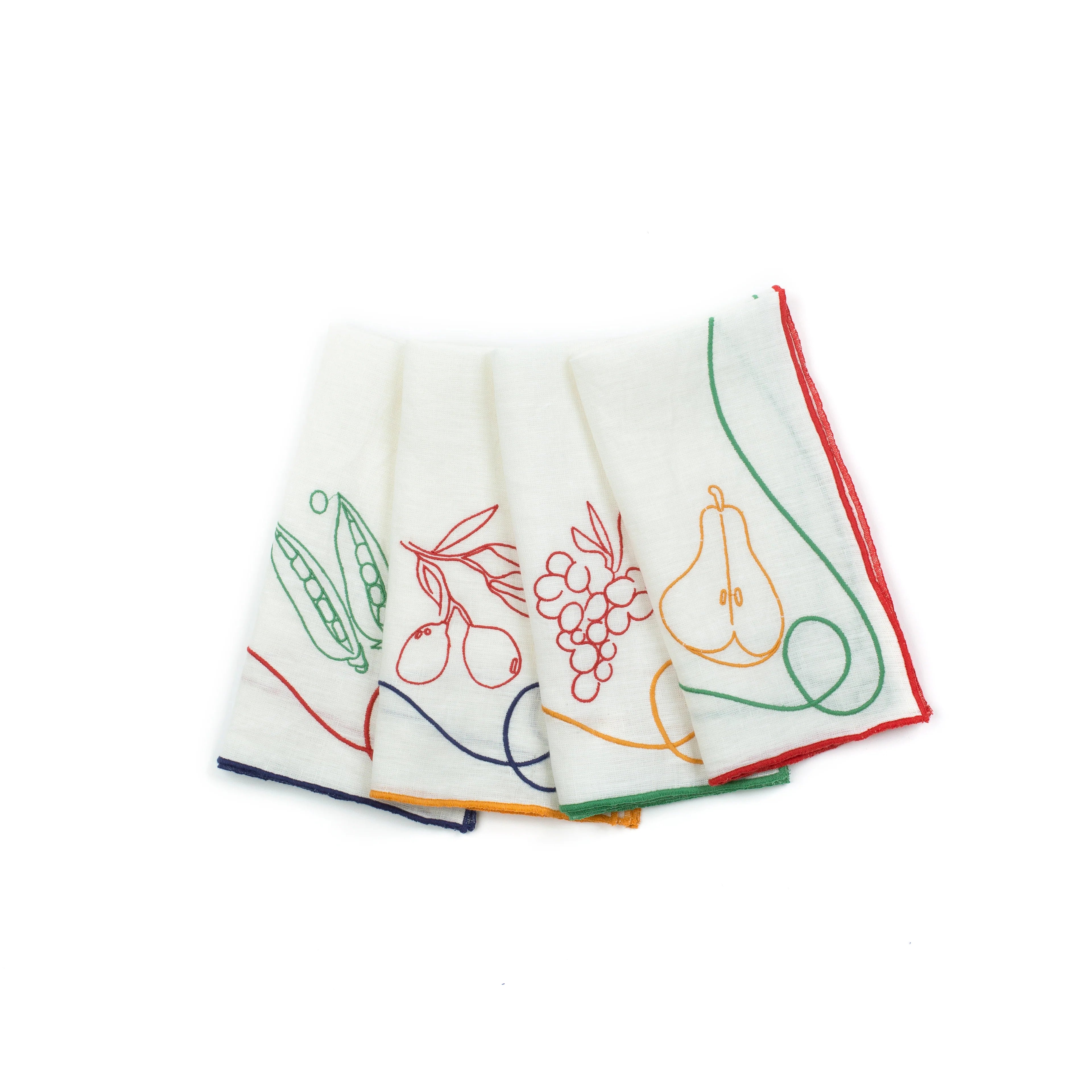 Fête Embroidered Linen Napkins (Set of 4)