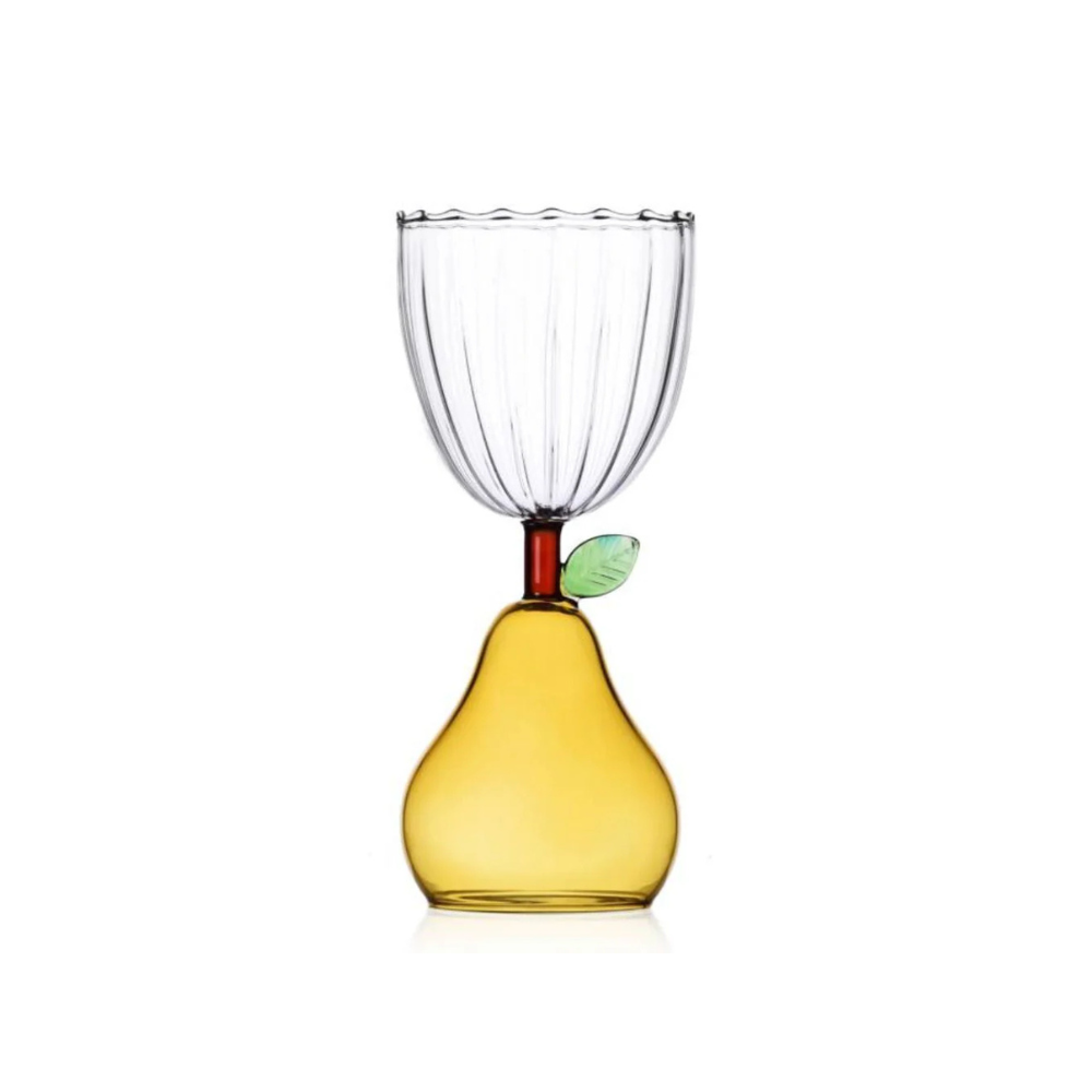 Fruits & Flowers Pear Stemmed Glass yellow lakeview home product image