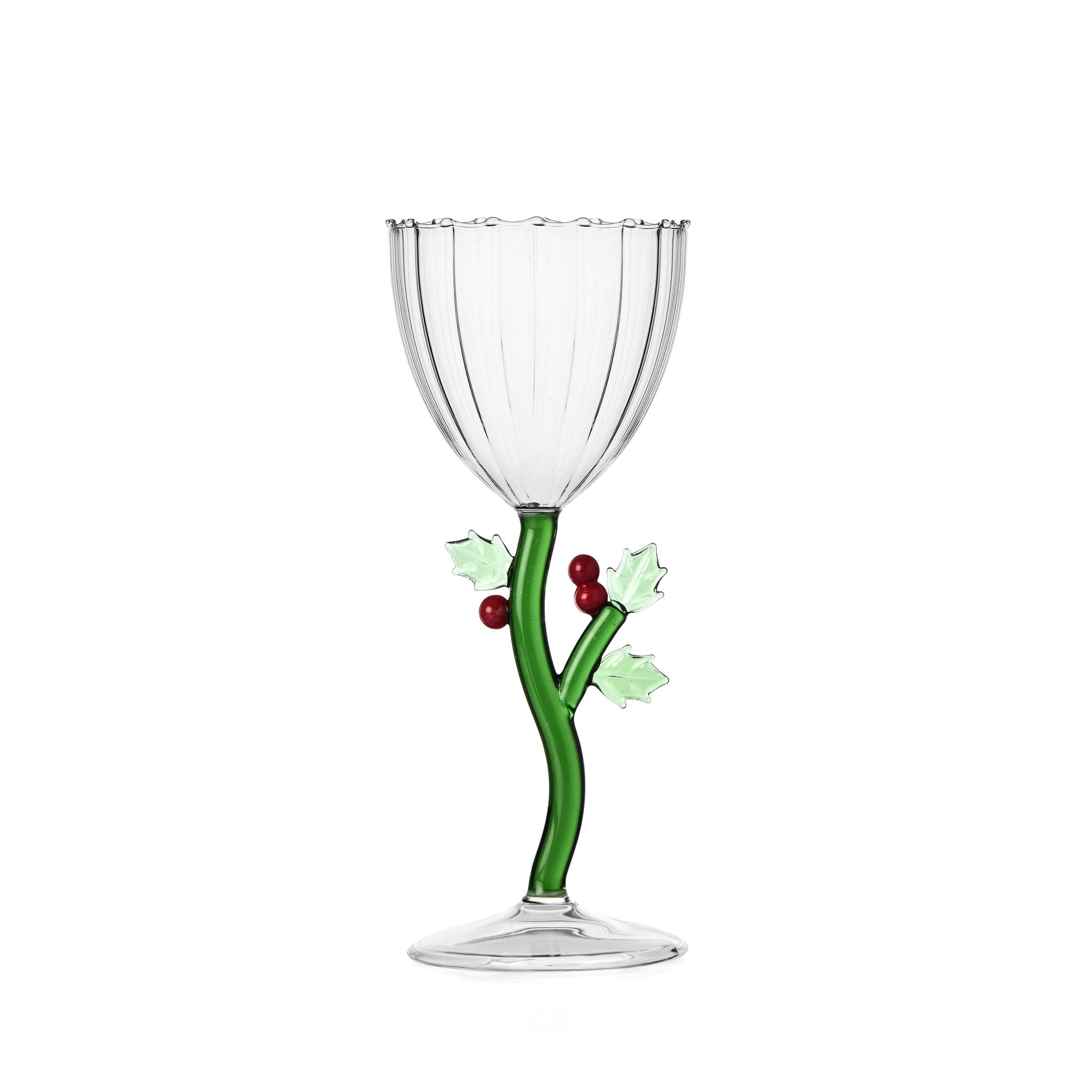 Botanica Christmas Holly Stem Glass