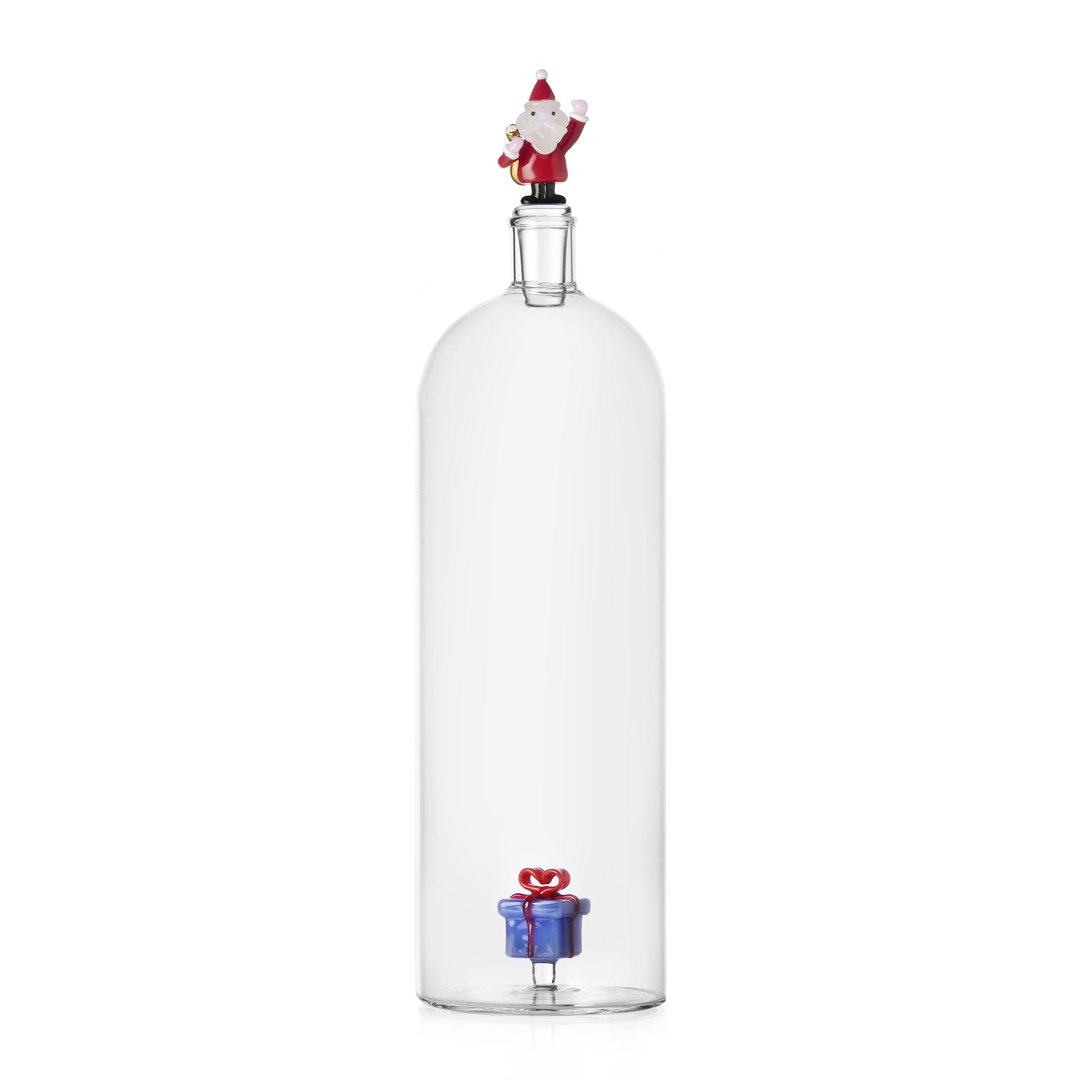 Christmas Tales Santa Claus Bottle with Light Blue Gift