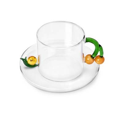 Fruits & Flowers Tea Cup Acorns with Snail Saucer