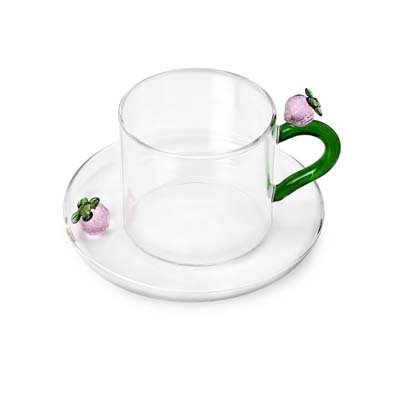 Fruits & Flowers Tea Cup and Saucer, Strawberry