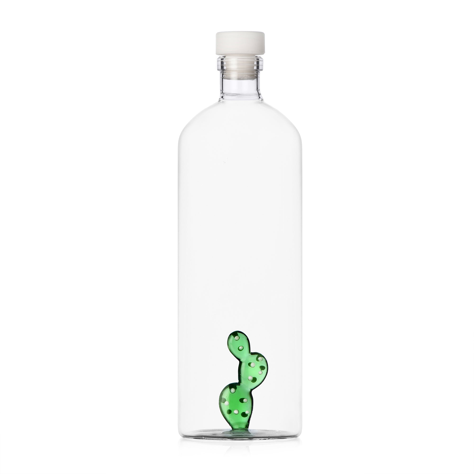 Desert Plants Bottle, Green Cactus with White Dots