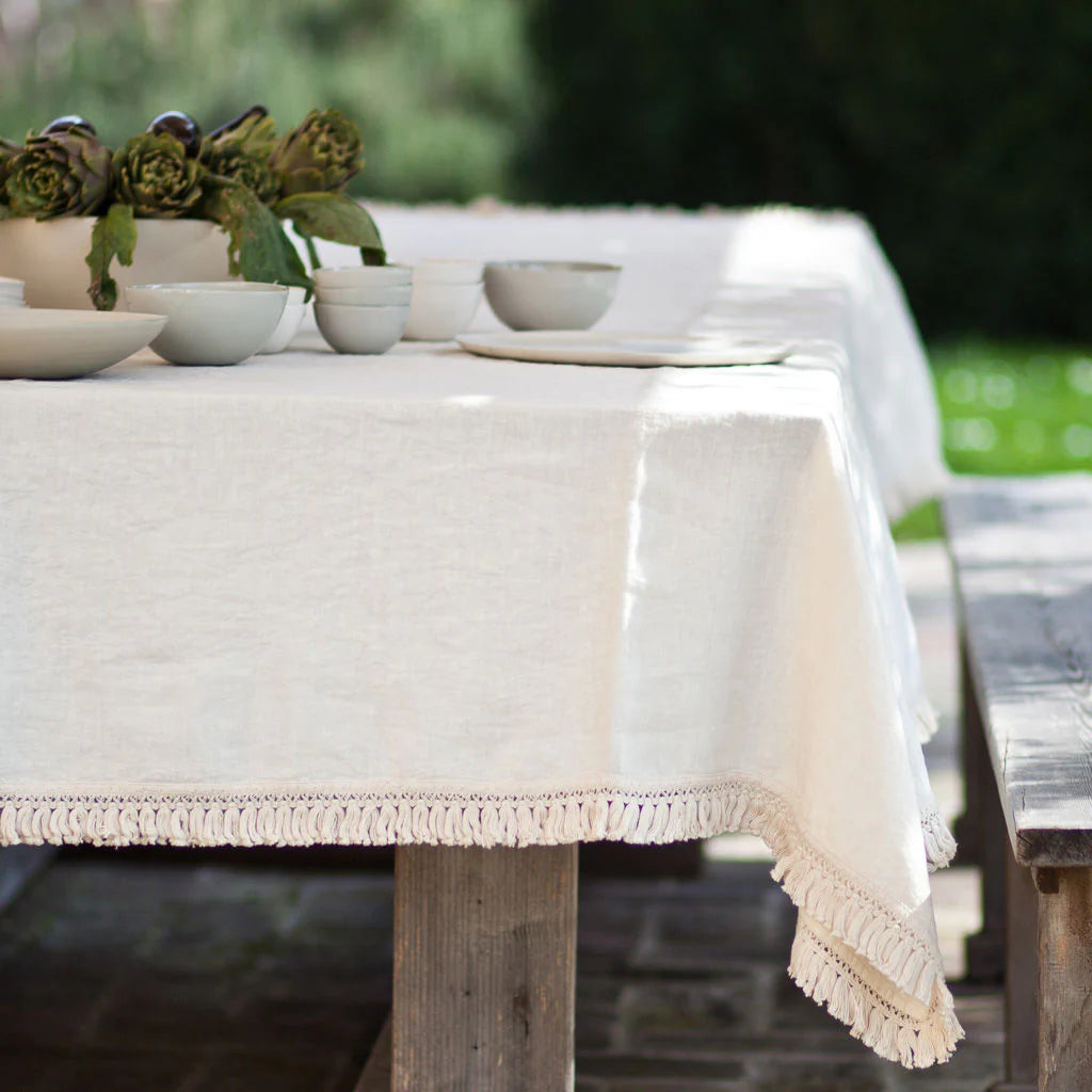 Linen Tablecloth with Fringe