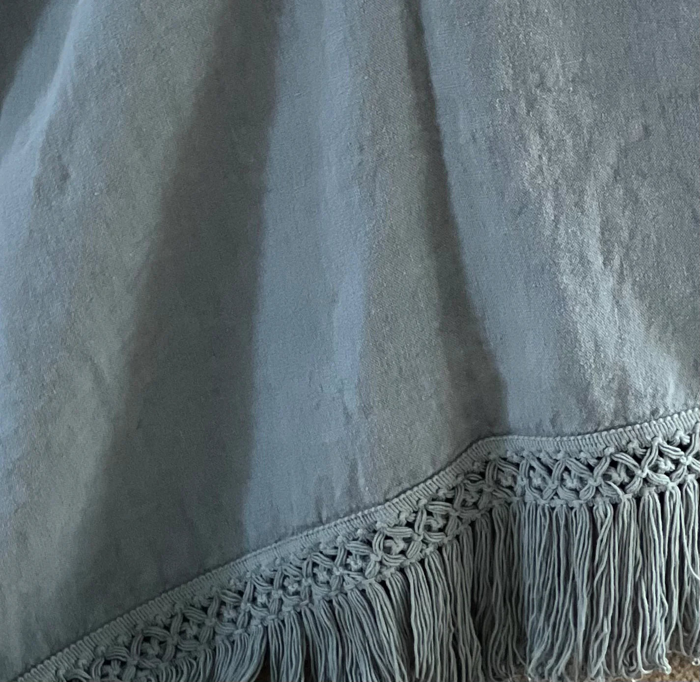 Linen Tablecloth with Extra Long Fringe