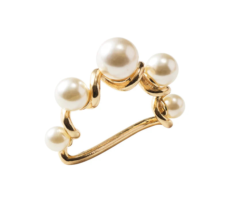 Pearl Drift Napkin Ring in Pearl and Gold (Set of 4)