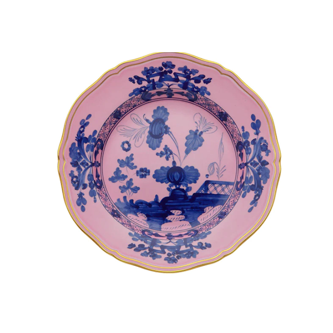 Oriente Italiano Dessert Plate with Gold Rim, Azalea