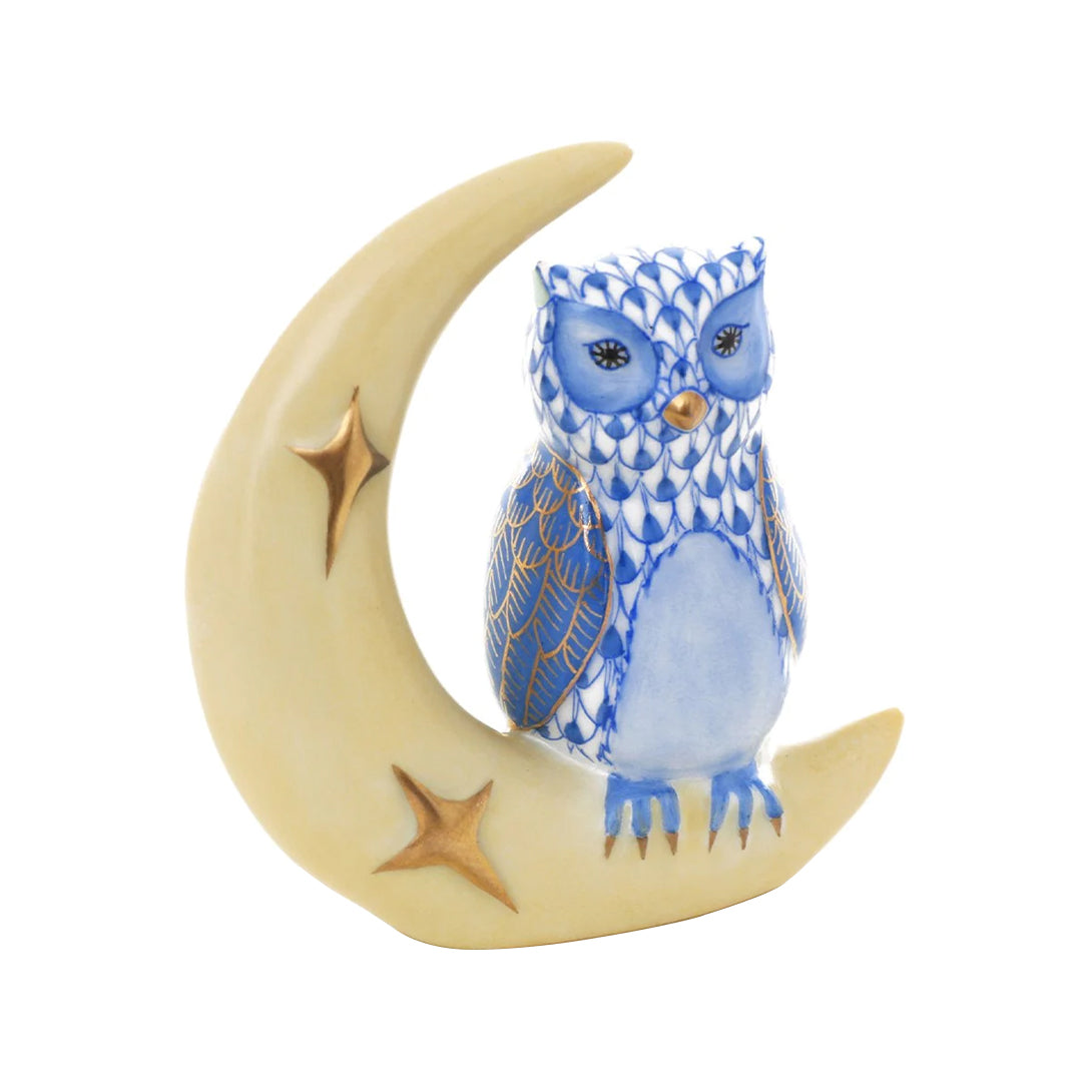 Owl with Crescent, Sapphire