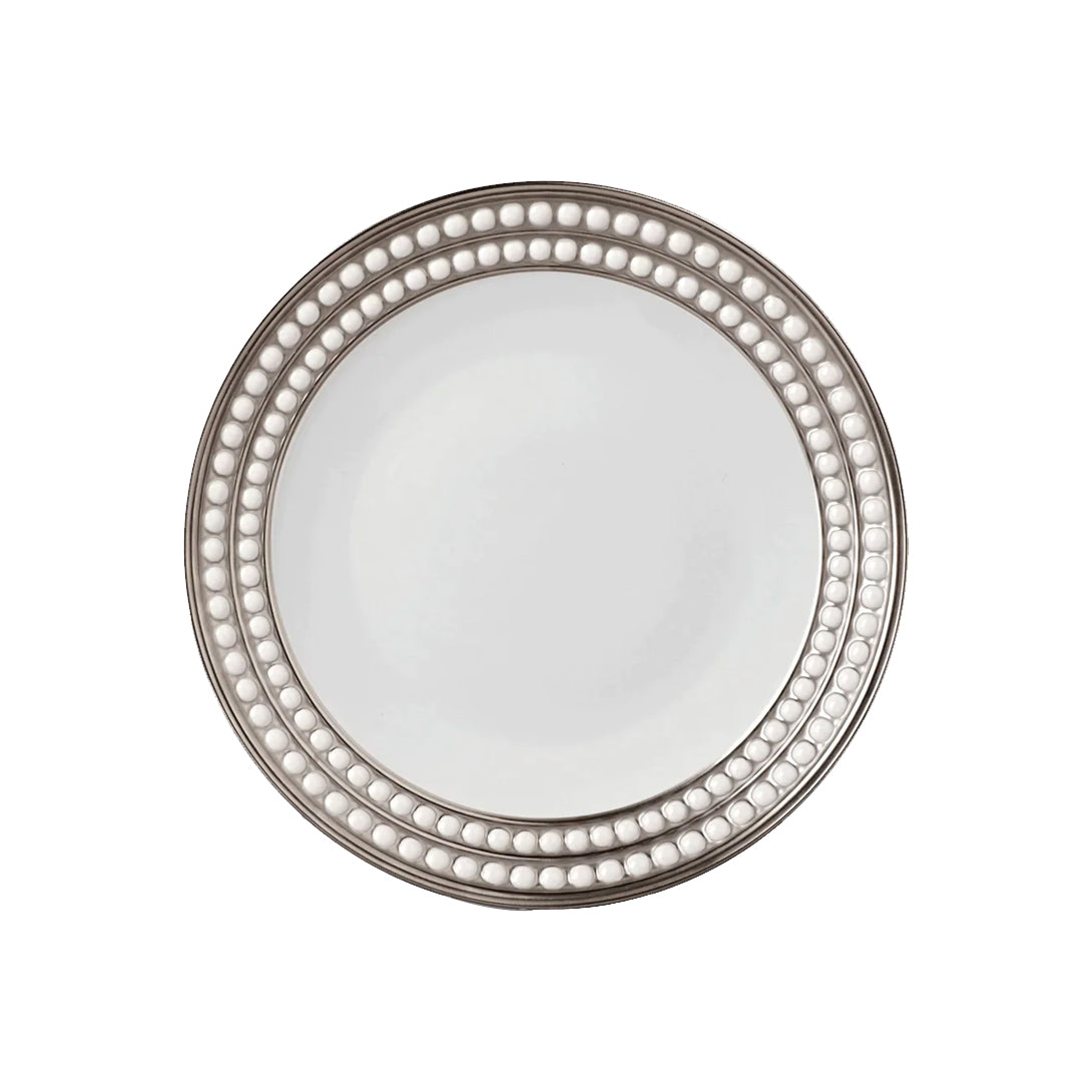 Perlee Dessert Plate, White with Platinum