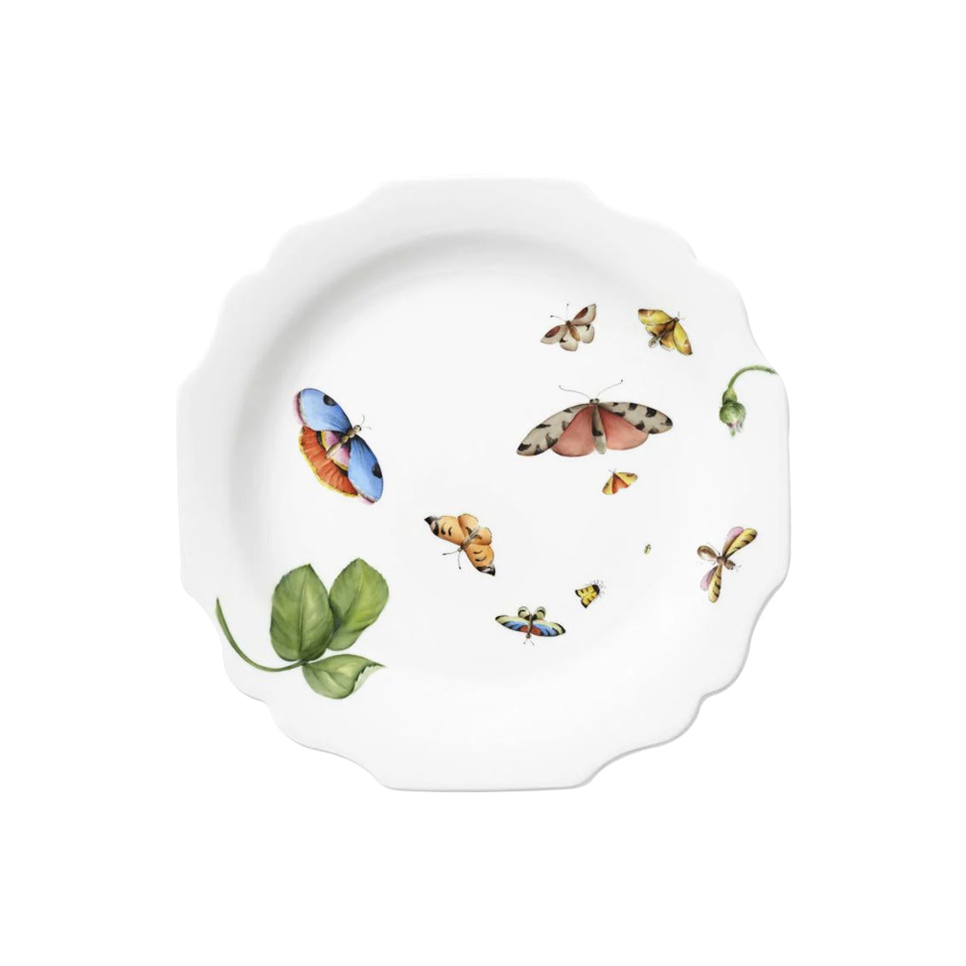 Plein Air Dinner Plate (Bud, Leaf, Butterflies)