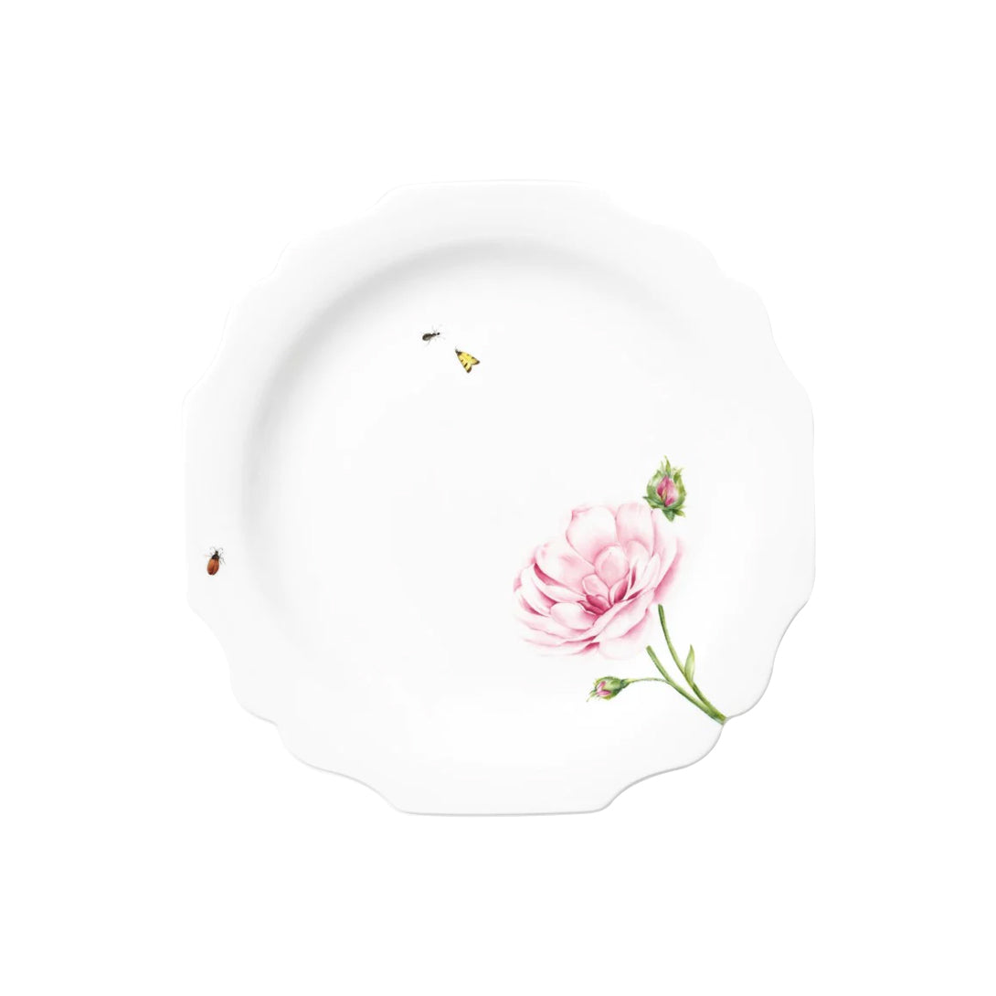 Plein Air Dinner Plate (Rose, Insects)