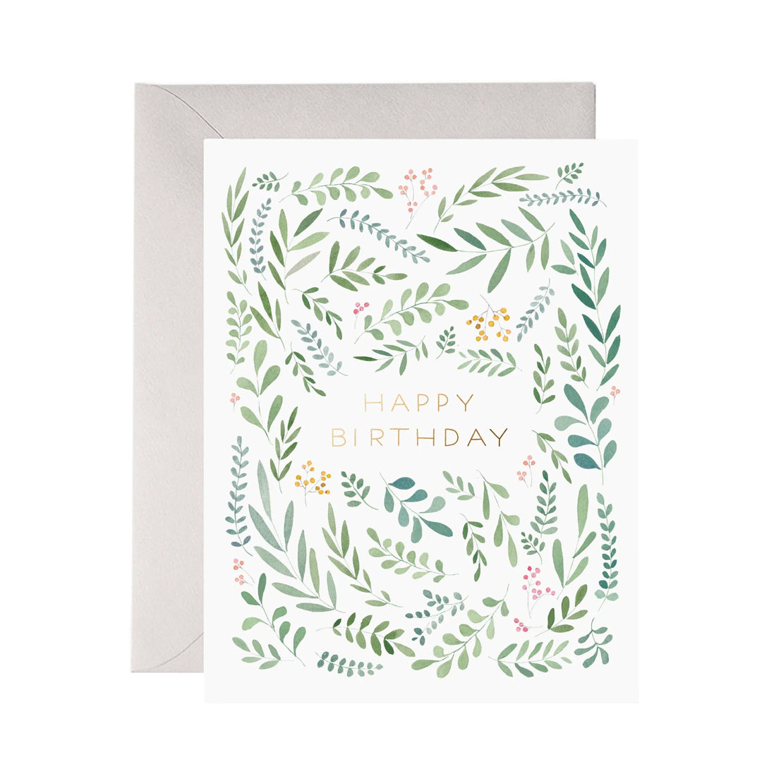 Pretty Leaves Birthday Card