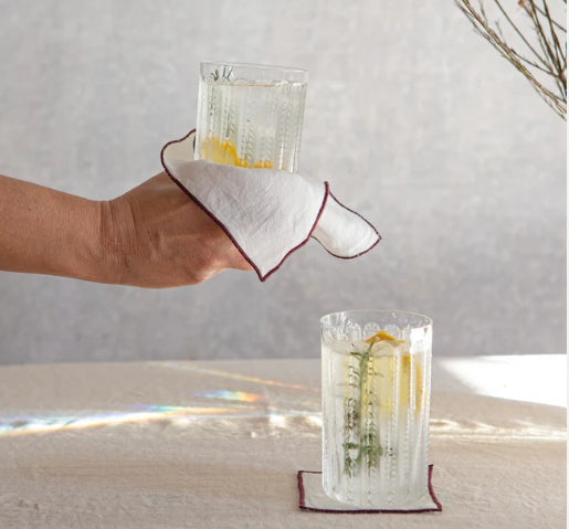 Linen Cocktail Napkin with Rolled Hem (Set of 4)