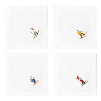 Skiers Cocktail Napkins (Set of 4)
