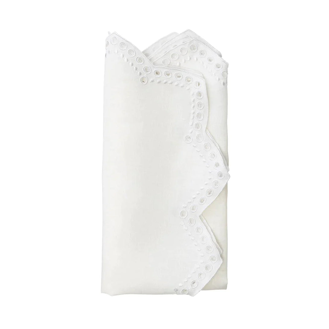 Tapestry Linen Napkin in White, Set of 4