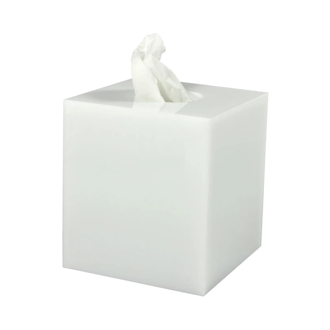 White Ice Lucite Tissue Holder