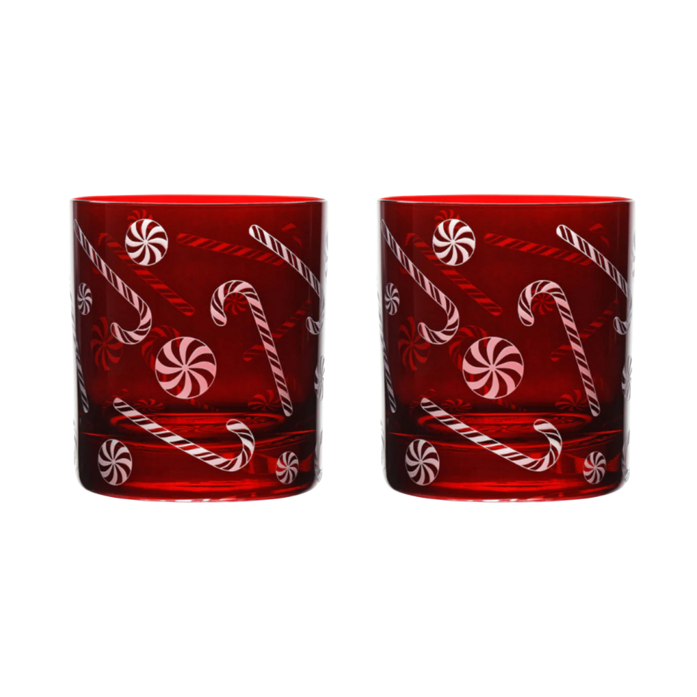 Holiday Collection Candy Canes Double Old Fashioned (Set of 2)