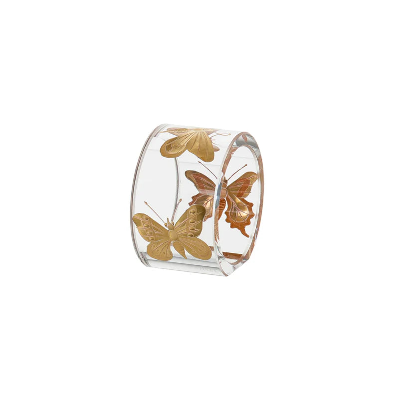 Fly Fusion Butterfly Napkin Ring Gilded in Clear (Set of 4)