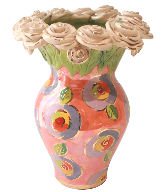 Rose Encrusted Vase, Large